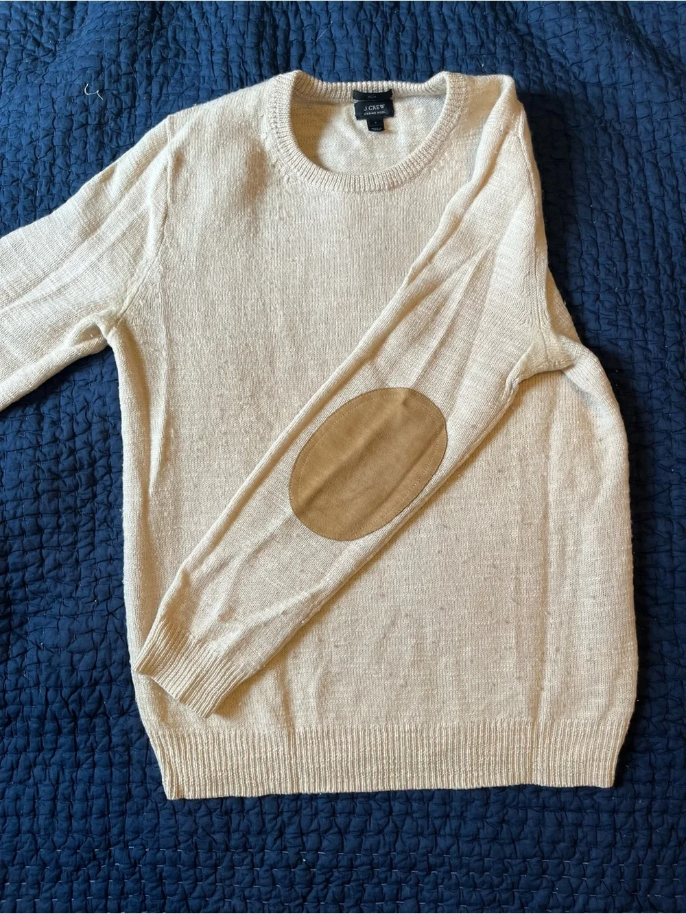 J. Crew Men’s Cream Crewneck Wool Blend Sweater